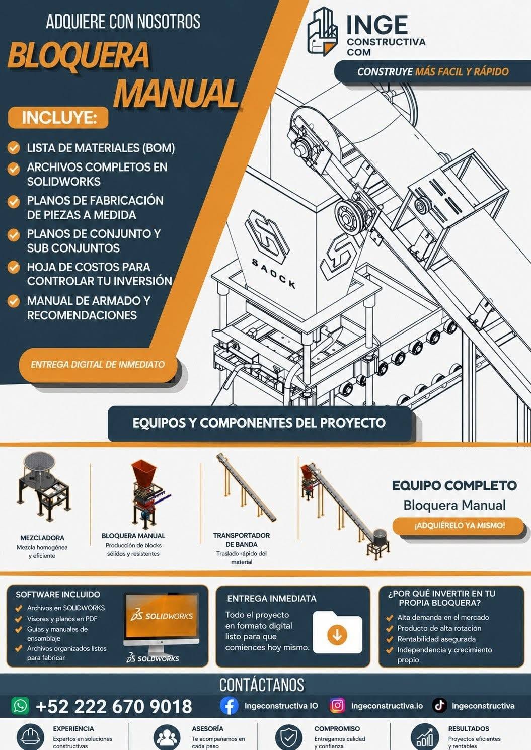 Proyecto para fabricar una bloquera manual